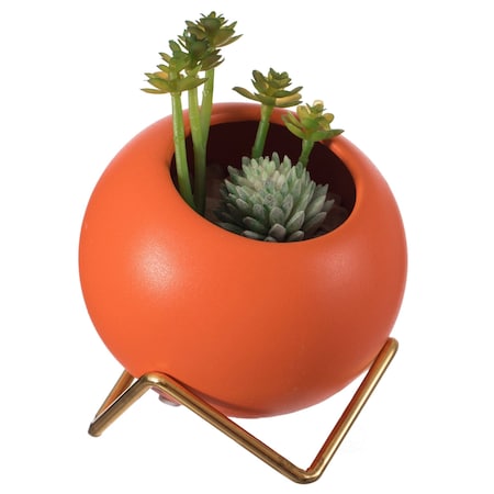 Fabulaxe Small Modern Ceramic Flower Vase, Orange QI004344.RD